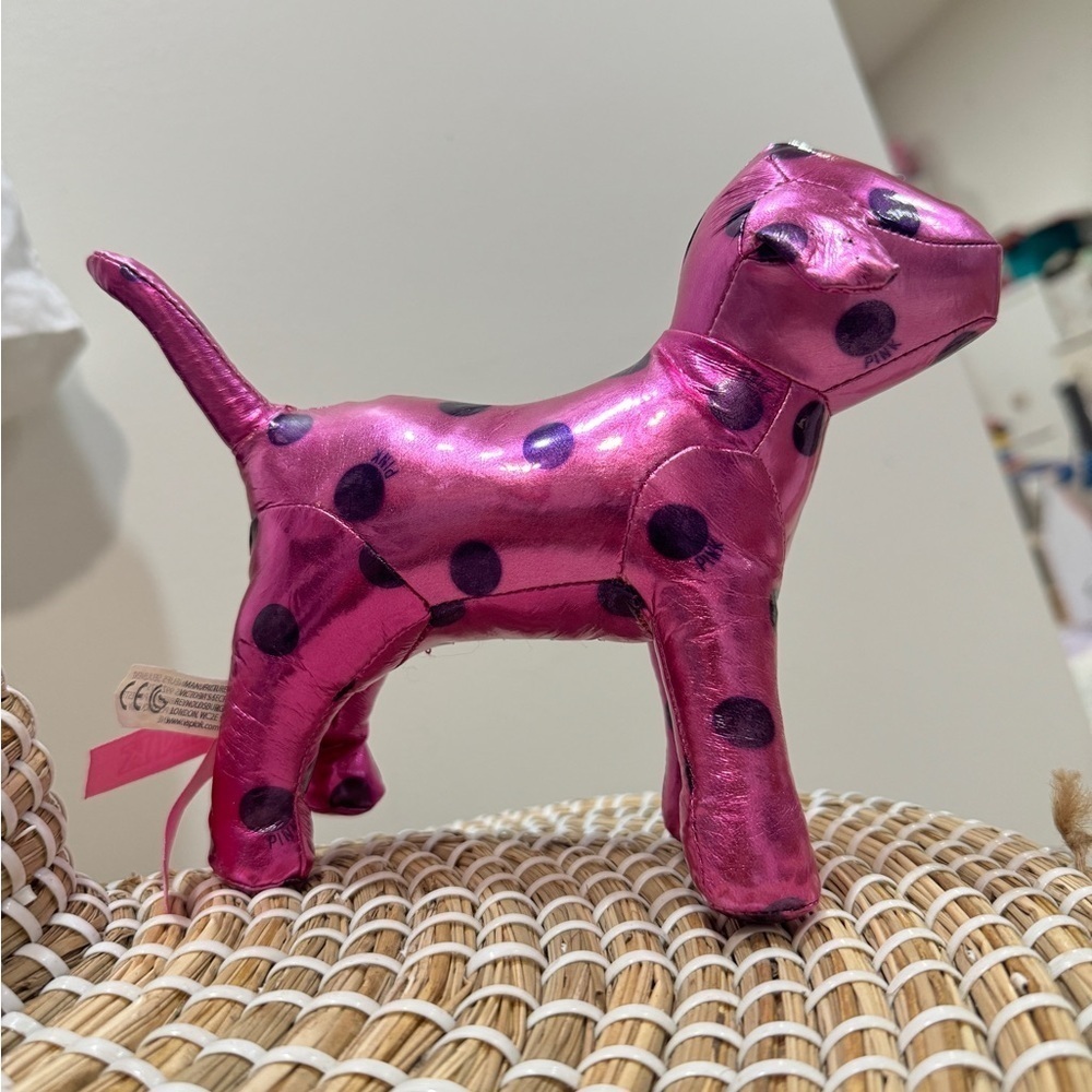 2012 PINK Victoria’s Secret dog puppy metallic shiny polka dots barbie pink - Picture 2 of 11